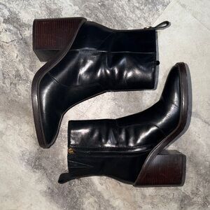 Tory Burch Black Leather Heeled Boots